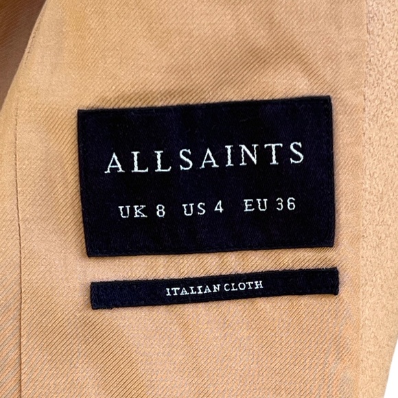 All Saints Adrea Double Breasted Camel Coat Size 4 - Picture 7 of 11